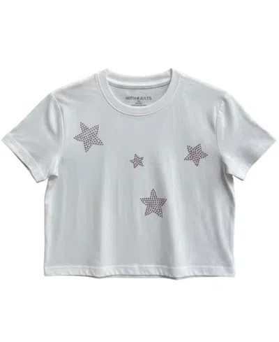 With Jules Kids' Girls' 7-16 Crewneck Star Rhinestone Printed T-shirt In Gray