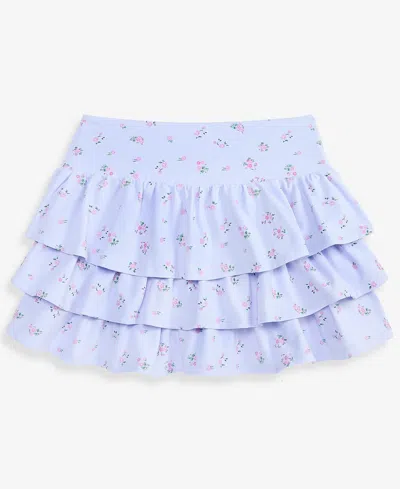 With Jules Kids' Girls' 7-16 Floral-print Tiered Skirt In Blue
