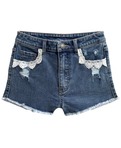With Jules Kids' Girls' 7-16 Lace-trim Denim Shorts In Blue
