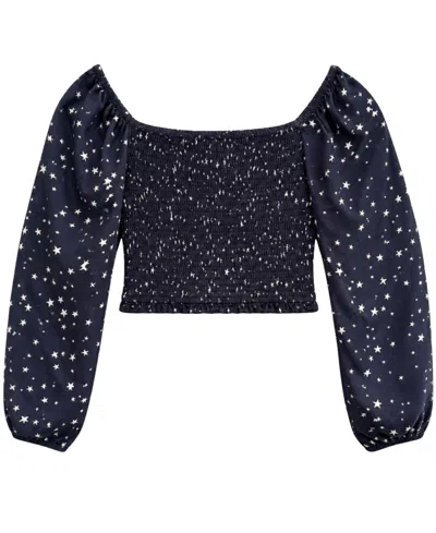 With Jules Kids' Girls' 7-16 Mini Star Printed Long-sleeve Top In Navy