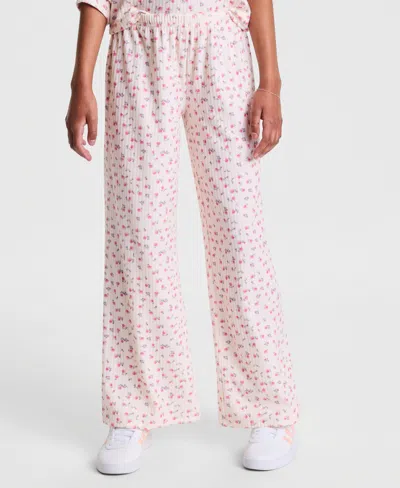 With Jules Kids' Girls' 7-16 Printed Lightweight Ribbed Pants In Light Beige