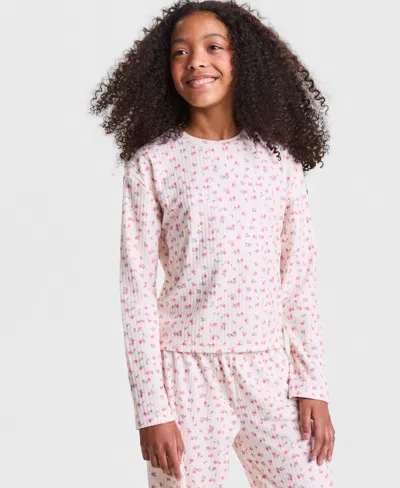 With Jules Kids' Girls' 7-16 Printed Lightweight Ribbed Top In Pink