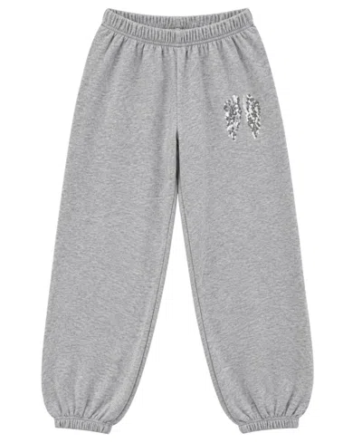 With Jules Kids' Girls' 7-16 Sequin Wing Pull-on Joggers In Light Heather Grey,silver Sequin