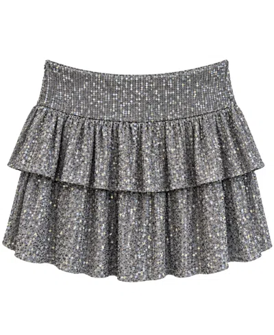 With Jules Kids' Girls' 7-16 Sequin-tiered Skirt In Silver Sequin