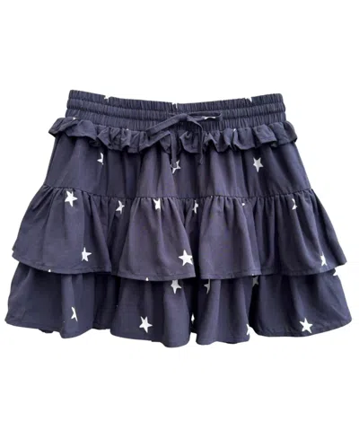 With Jules Kids' Girls' 7-16 Star Printed Drawcord Tiered Skirt In Navy