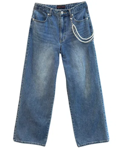 With Jules Kids' Girls' 7-16 Wide-leg Chain Detail Jeans In Blue