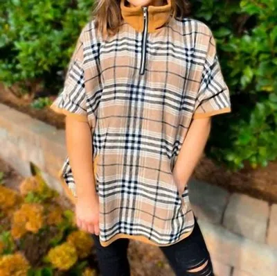 With Love Finnley Poncho In Taupe In Multi