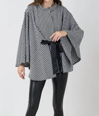 With Love Fireside Smores Cape Poncho In Black & White In Multi