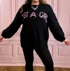 With Love Just A Girl Oversized Knit Sweater In Black In Black