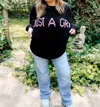 With Love Just A Girl Oversized Knit Sweater In Black In Black