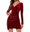 With Love Ruched Up Velvet Dress In Red In Red