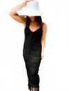 With Love Vera Fringe Cover Up Beach Dress In Black In Black