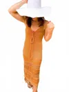 With Love Vera Fringe Cover Up Beach Dress In Sienna In Gold