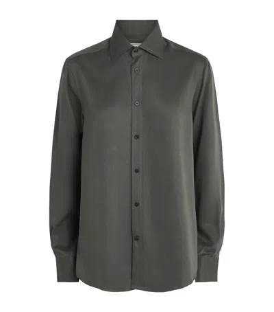 With Nothing Underneath Cotton Oxford Boyfriend Shirt In Green