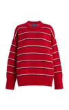 With Nothing Underneath Exclusive Cornwall Striped Cotton Sweater In Red