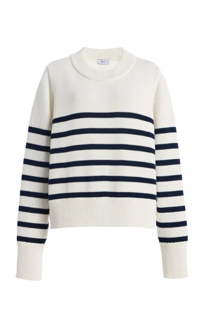 With Nothing Underneath Exclusive Devon Striped Cotton Sweater In White