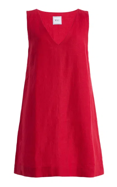 With Nothing Underneath Exclusive Sloane Linen Mini Dress In Red