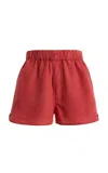 With Nothing Underneath Exclusive The Boxer Linen Shorts In Red