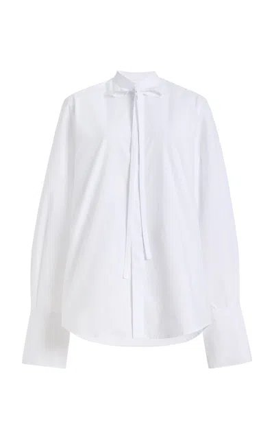 With Nothing Underneath Exclusive The Boyfriend Cotton Bow-tie Shirt In White