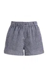 With Nothing Underneath Exclusive The Gingham Linen Boxer Shorts In Blue