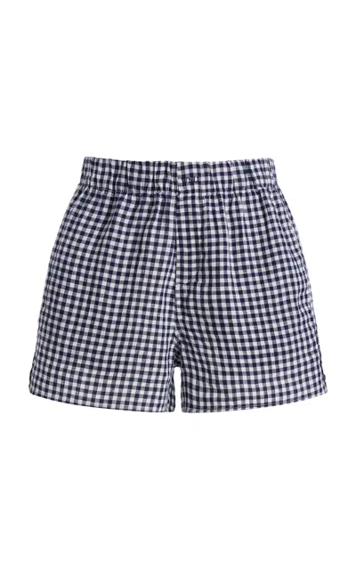 With Nothing Underneath Exclusive The Gingham Linen Boxer Shorts In Blue