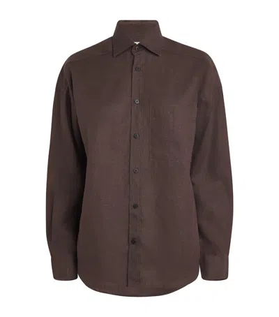 With Nothing Underneath Hemp The Weekend Shirt In Brown