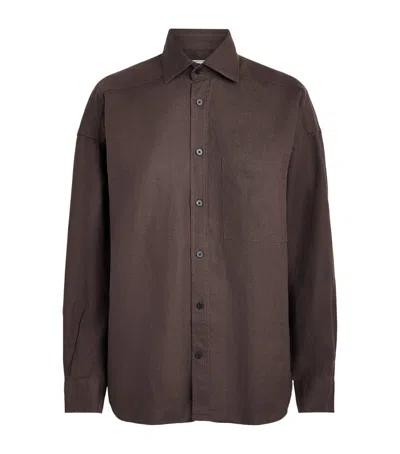 With Nothing Underneath Hemp The Weekend Shirt In Brown