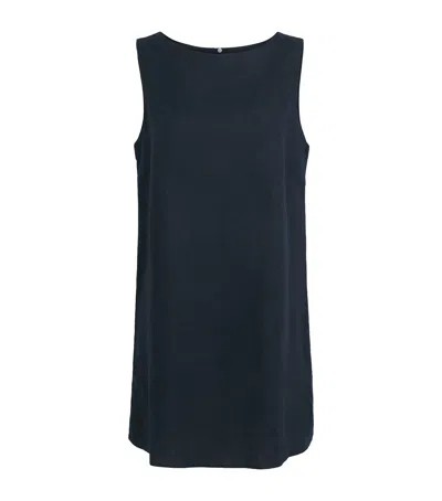 With Nothing Underneath Linen Jackie Mini Dress In Blue