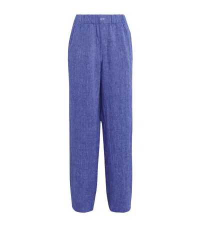 With Nothing Underneath Linen The Palazzo Trousers In Blue