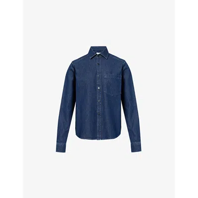 With Nothing Underneath Mens  The Classic Patch-pocket Organic Denim-blend Shirt In Indigo