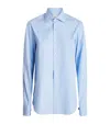With Nothing Underneath Organic Cotton Dress Shirt In Blue