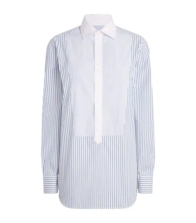With Nothing Underneath Oversized Bib-detail Shirt In Blue