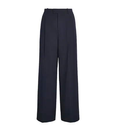 With Nothing Underneath Seersucker Rampling Trousers In Blue