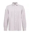 With Nothing Underneath Seersucker Striped The Weekend Shirt In Gray