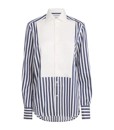 With Nothing Underneath Stripe The Dress Shirt In Navy Blue Stripe