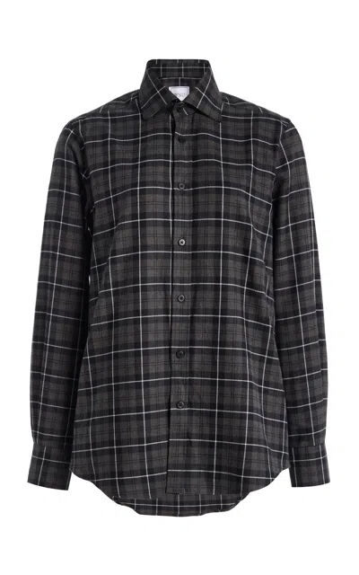 With Nothing Underneath The Boyfriend Plaid Cotton-wool Shirt
