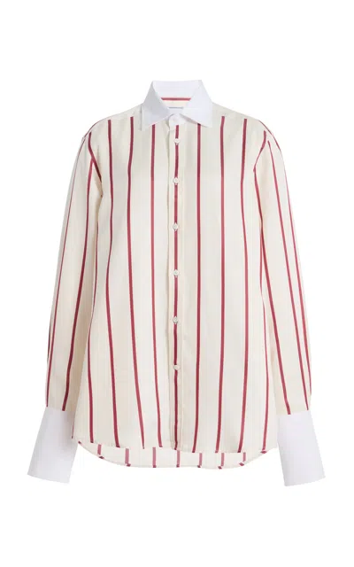 With Nothing Underneath The Boyfriend Striped Shirt In White