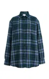 With Nothing Underneath The Oversized Checked Cotton Shirt In Multi