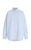 With Nothing Underneath The Weekend Striped Cotton-seersucker Shirt