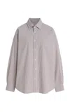 With Nothing Underneath The Weekend Striped Cotton-seersucker Shirt