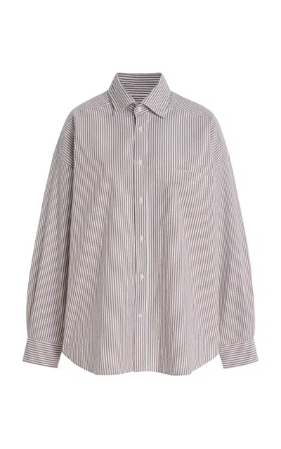 With Nothing Underneath The Weekend Striped Cotton-seersucker Shirt