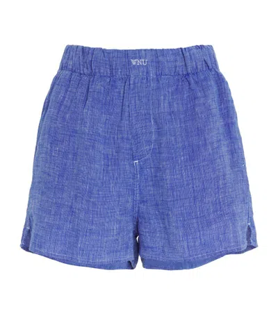 With Nothing Underneath Wnu The Boxer Linen In Blue