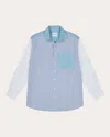 With Nothing Underneath Women's Chessie Patchwork Chambray Shirt In Blue