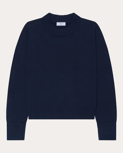 With Nothing Underneath Women's Devon Cotton Crewneck Sweater In Blue