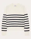 With Nothing Underneath Women's Devon Stripe Cotton Crewneck Sweater In Navy Stripe