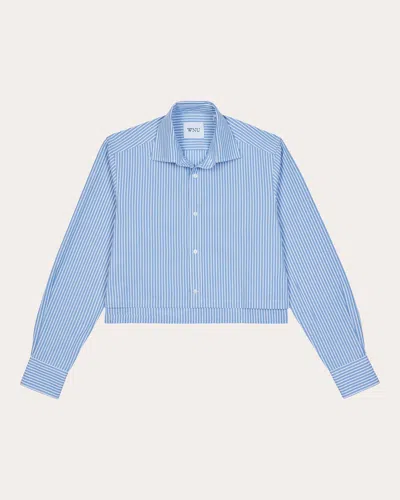 With Nothing Underneath Women's Iris Cropped Fine Poplin Shirt In Blue