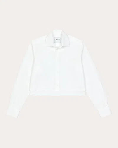 With Nothing Underneath Women's Iris Cropped Poplin Shirt In White