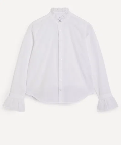 With Nothing Underneath Women's Kew Cotton Poplin Blouse In White