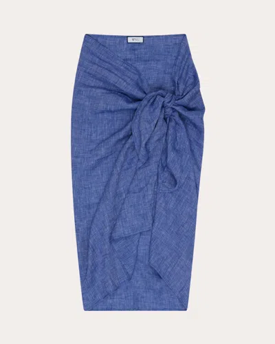 With Nothing Underneath Women's Lapis Blue Hemp Sarong