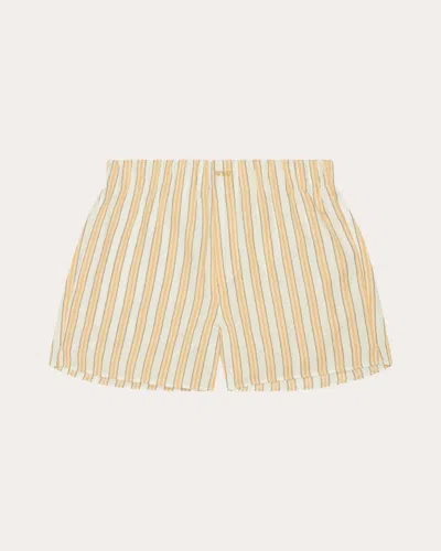 With Nothing Underneath Women's Linen-blend Boxer Shorts In Yellow
